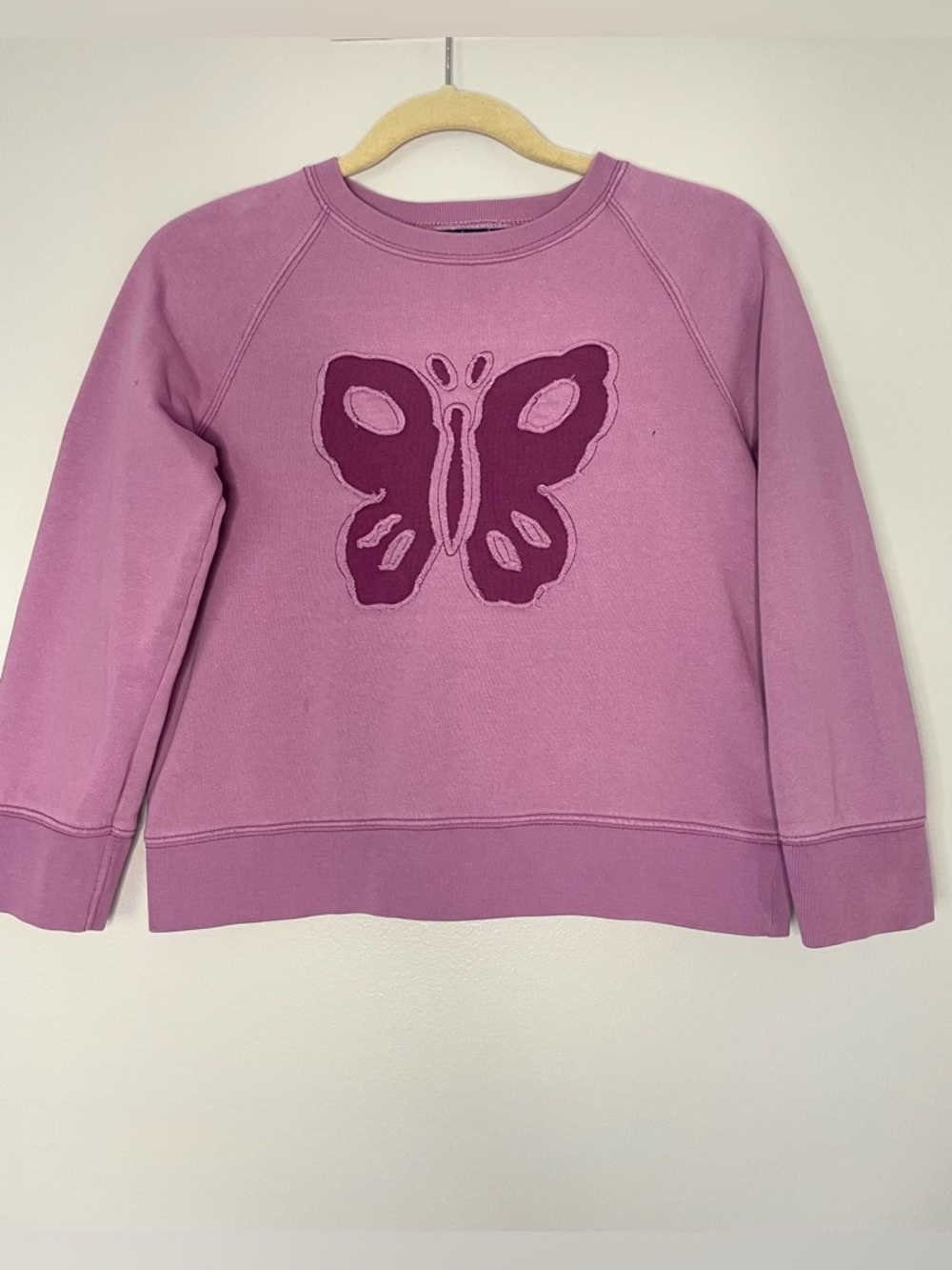 Mini Boden Purple Butterfly Crewneck Sweatshirt Size 9-10